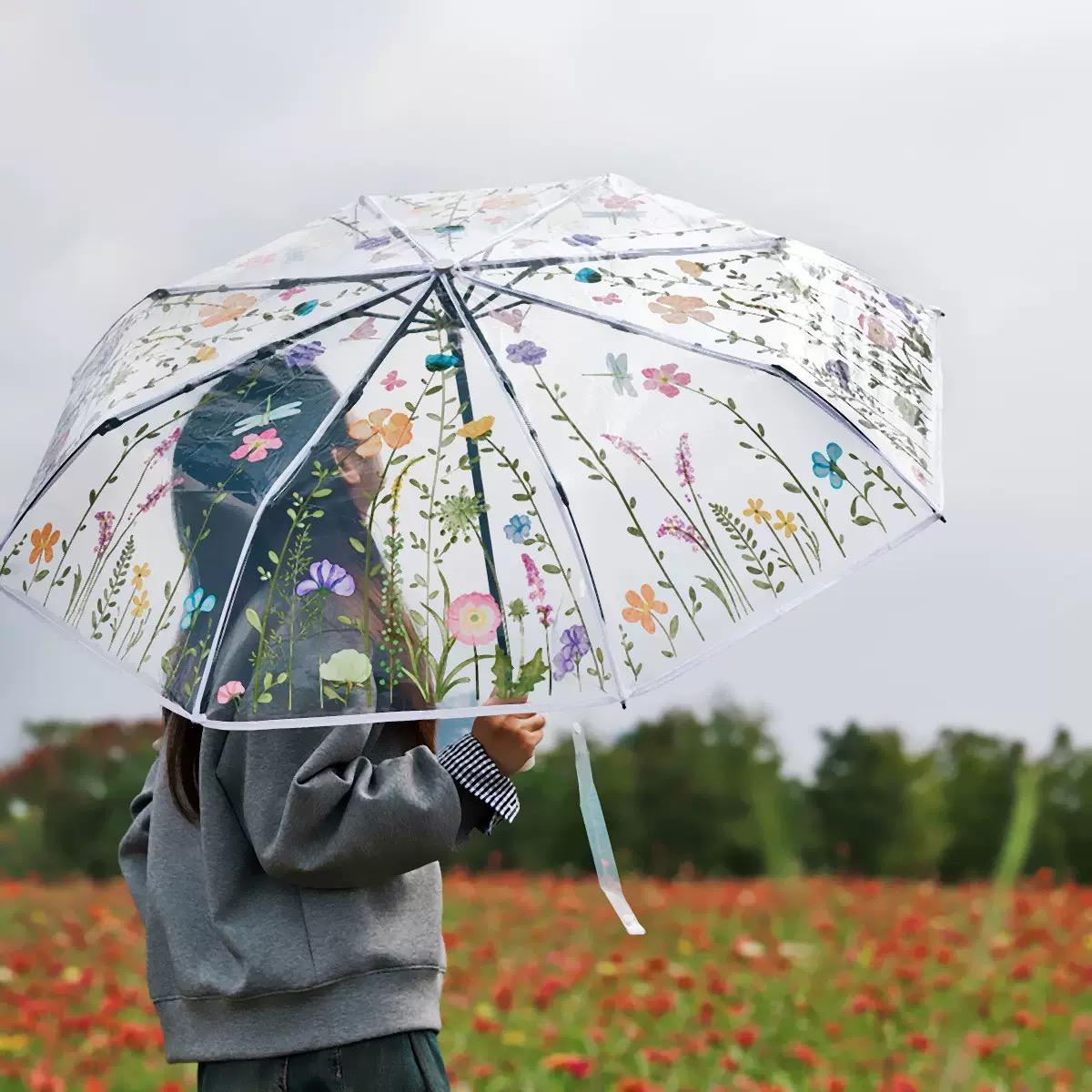 Floral Transparent Automatic Umbrella Pre Order